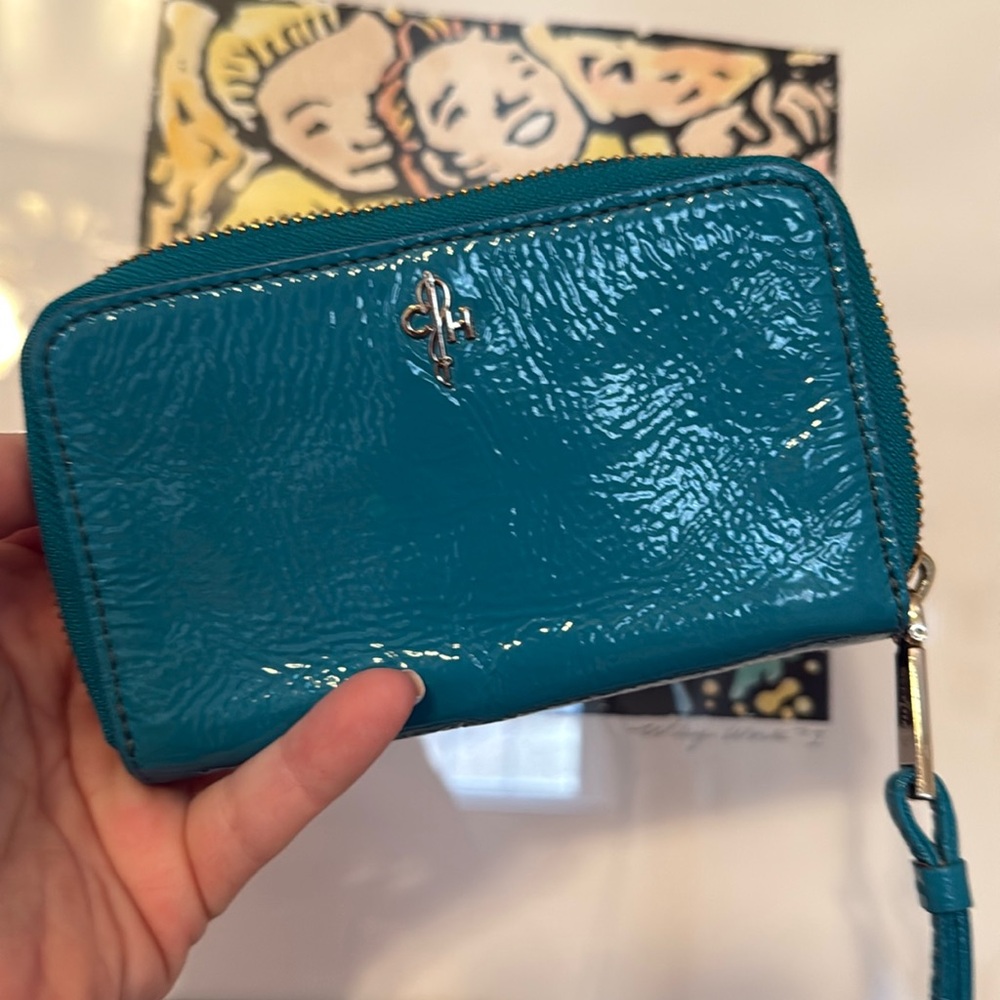 COLE HAAN Turquoise Blue Wristlet Wallet